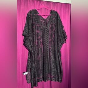 Black Lace Swim Coverup Kaftan